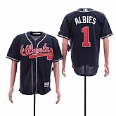 Braves 1 Ozzie Albies Navy Cool Base Jersey Sguo,baseball caps,new era cap wholesale,wholesale hats